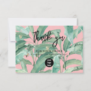 Tropical Leaves Business Thank You Logo Card