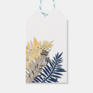 Tropical leaves cartoon abstract in beige colours gift tags