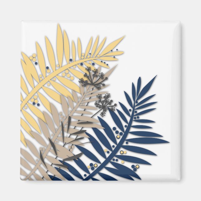 Tropical leaves cartoon abstract in beige colours magnet (Front)