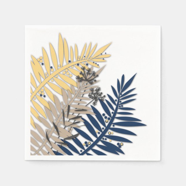 Tropical leaves cartoon abstract in beige colours napkin (Front)