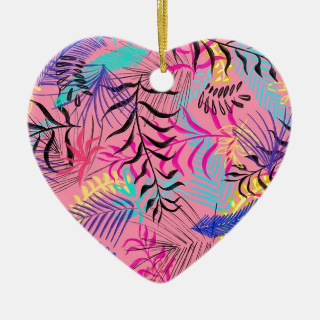 Tropical Leaves Ceramic Tree Decoration (Front)