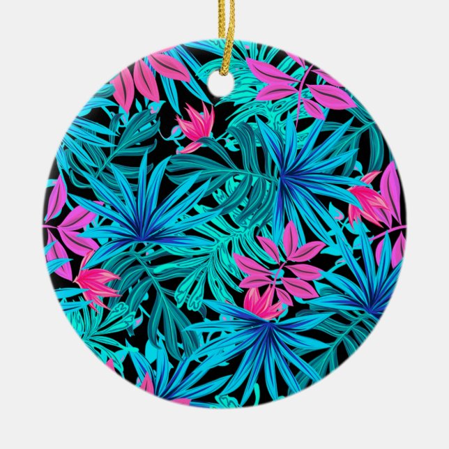 Tropical Leaves Ceramic Tree Decoration (Front)