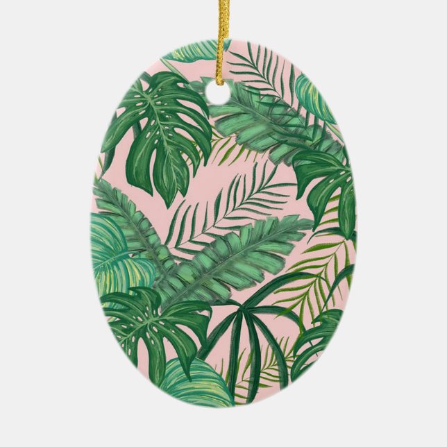Tropical Leaves Ceramic Tree Decoration (Front)