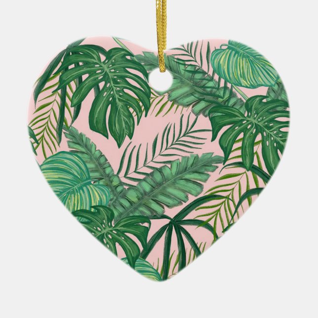 Tropical Leaves Ceramic Tree Decoration (Front)
