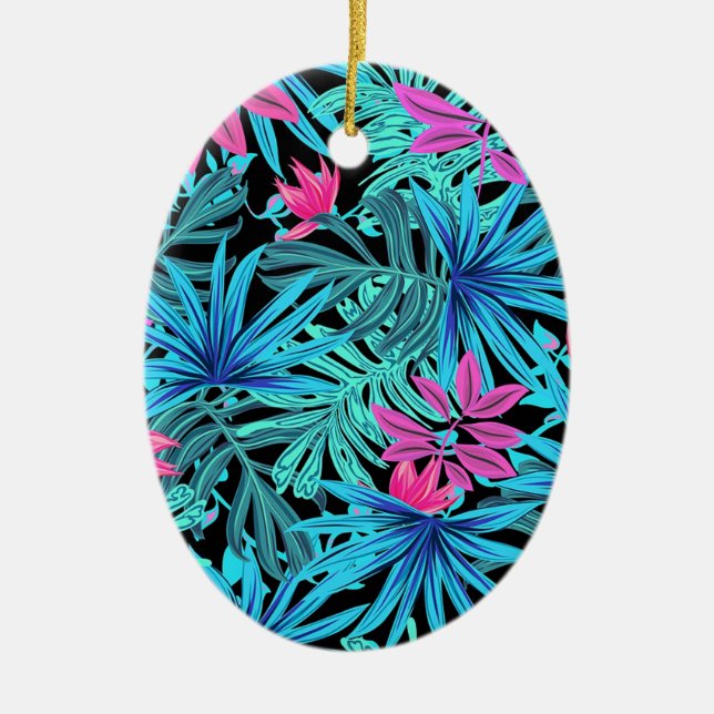 Tropical Leaves Ceramic Tree Decoration (Front)