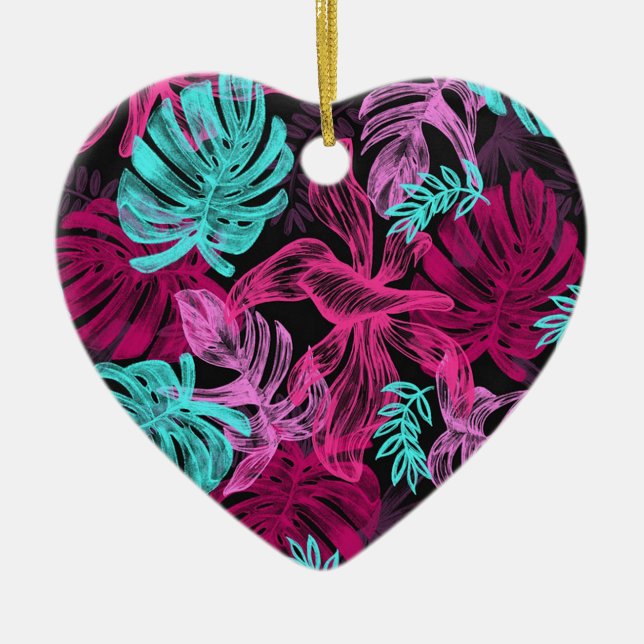 Tropical Leaves Ceramic Tree Decoration (Front)