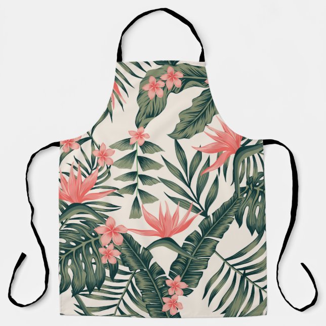 Tropical leaves, cheerful beach wallpaper. apron (Front)
