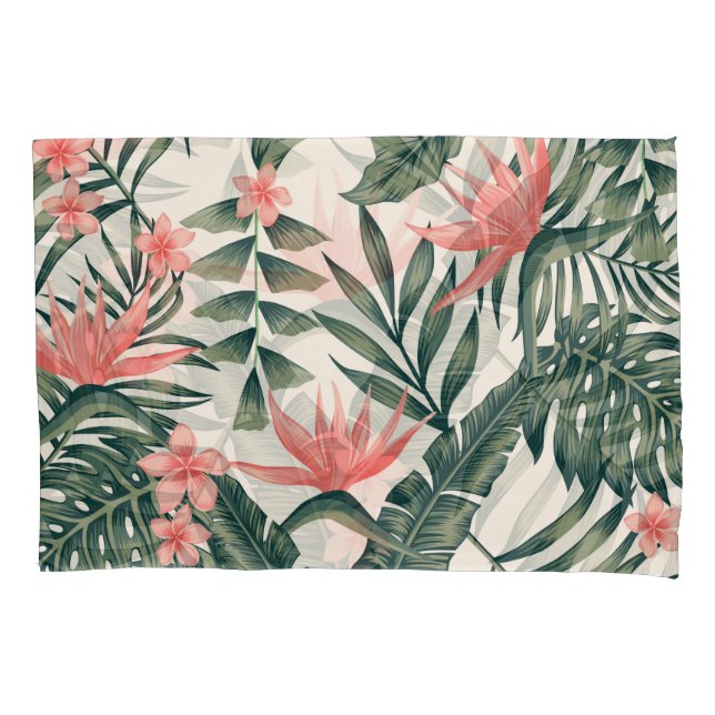 Tropical leaves, cheerful beach wallpaper. pillowcase (Front)
