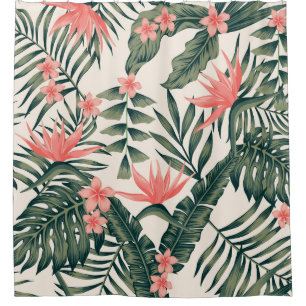 Tropical leaves, cheerful beach wallpaper. shower curtain