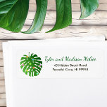 Tropical Leaves Christmas Lights Fun Beach Holiday<br><div class="desc">This fun, modern holiday design features a beautiful tropical leaf on the left-hand side, decorated with glowing multicolored lights. On the right-hand side are a customisable name and address, in green and black in popular hand lettered script and sans serif typography, that you can personalise. This label matches perfectly with...</div>