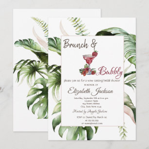 Tropical Leaves Cocktail Brunch & Bubbly  Invitation