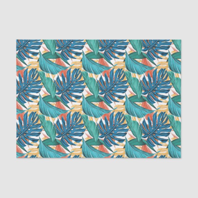 Tropical Leaves Colorfull Foliage Decoupage Tissue Paper (Front)