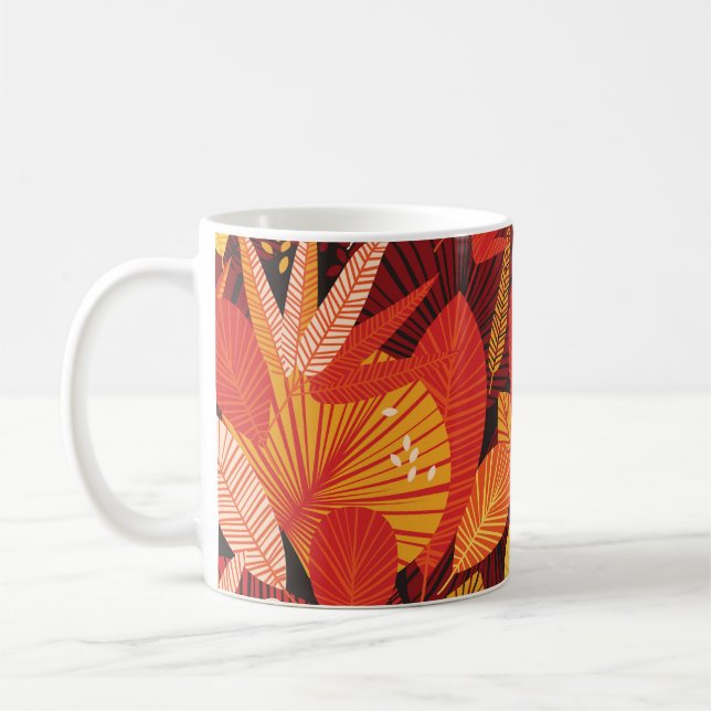 Tropical Leaves: Colourful Geometric Foliage. Coffee Mug (Left)