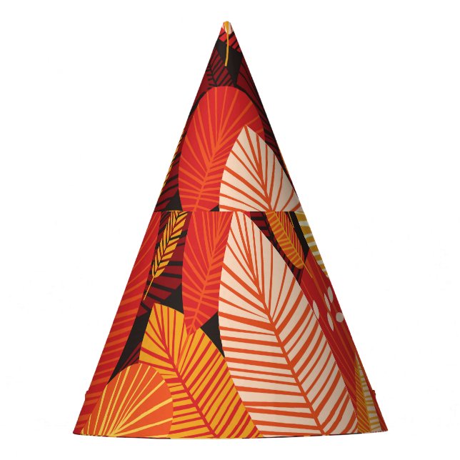 Tropical Leaves: Colourful Geometric Foliage. Party Hat (Front)
