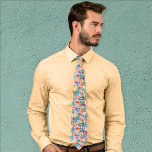 Tropical Leaves Colourful Pattern Teal Orange Blue Tie<br><div class="desc">Nautical Boutique Co.'s colourful tropical leaves pattern tie is great for summer events,  weddings,  any fun summer occasion,  or a winter occasion with a summer or Hawaiian theme! #Tropical #GiftsForHim #BeachWedding</div>