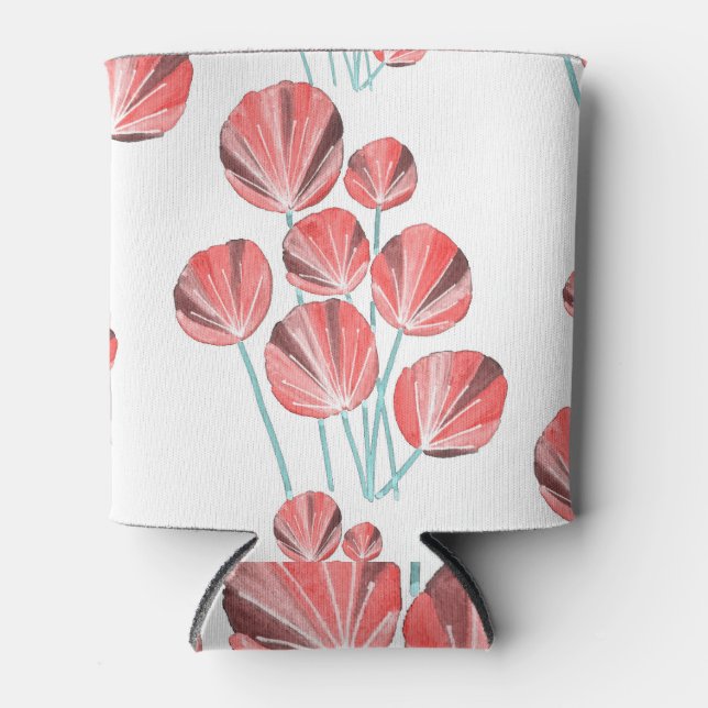 Tropical Leaves: Creative Hand Drawn Pattern Can Cooler (Front)