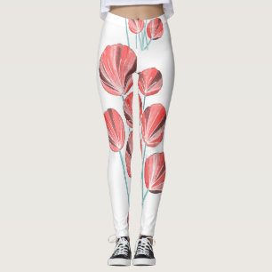 Tropical Leaves: Creative Hand Drawn Pattern Leggings