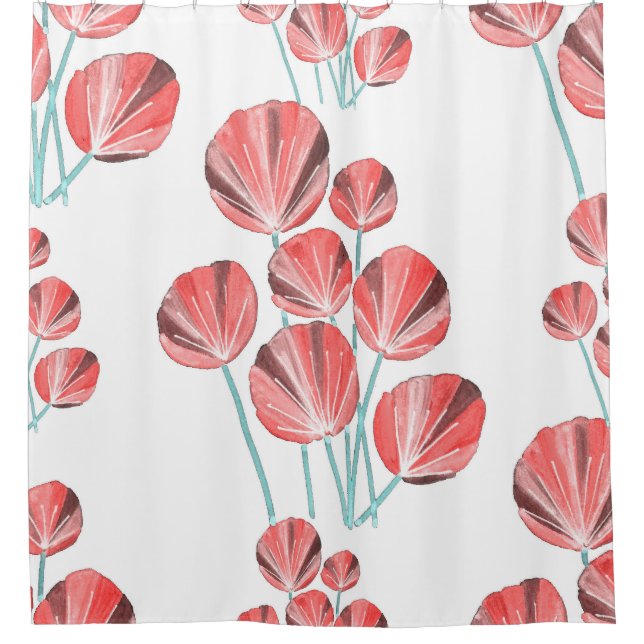 Tropical Leaves: Creative Hand Drawn Pattern Shower Curtain (Front)