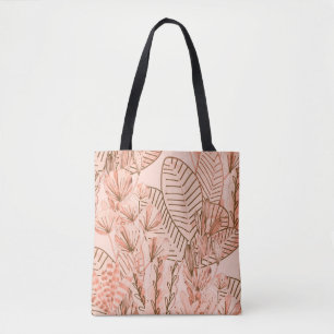 Tropical Leaves: Creative Hand-Drawn Pattern. Tote Bag