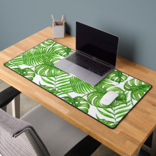 Tropical leaves desk mat
