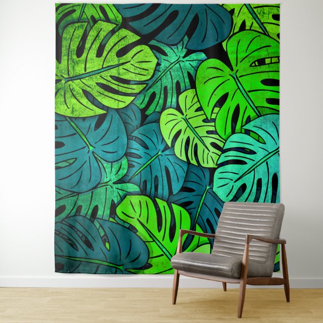 Tropical Leaves Extra Large Tapestry (In Situ)