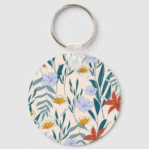 Tropical Leaves: Fashionable Abstract Background. Key Ring