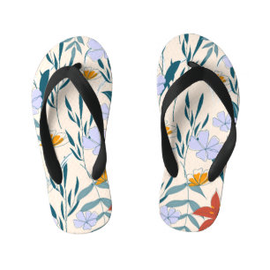 Tropical Leaves: Fashionable Abstract Background. Kid's Flip Flops