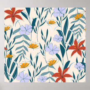 Tropical Leaves: Fashionable Abstract Background. Poster