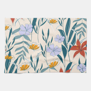 Tropical Leaves: Fashionable Abstract Background. Tea Towel