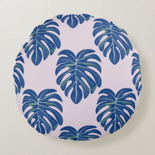 Tropical Leaves Fashionable Seamless Pattern Round Cushion
