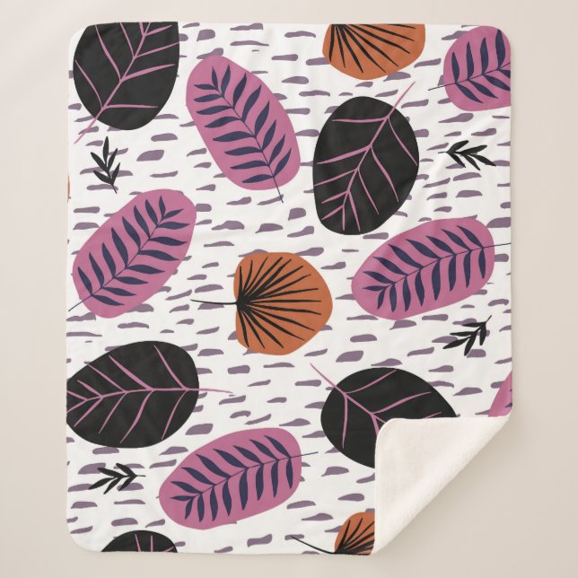 Tropical leaves, fashionable seamless pattern. sherpa blanket (Front)