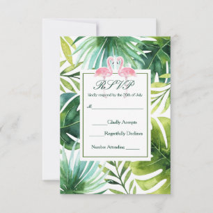Tropical Leaves & Flamingos Summer Wedding RSVP