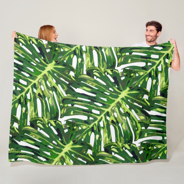 Tropical Leaves Fleece Blanket (In Situ)