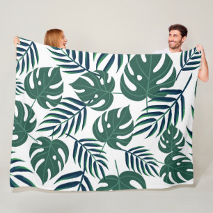 Tropical Leaves Fleece Blanket