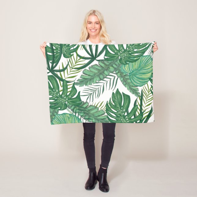 Tropical Leaves Fleece Blanket (In Situ)