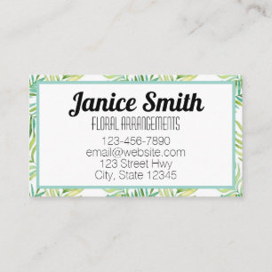 Tropical Leaves Floral Background Green Business Card
