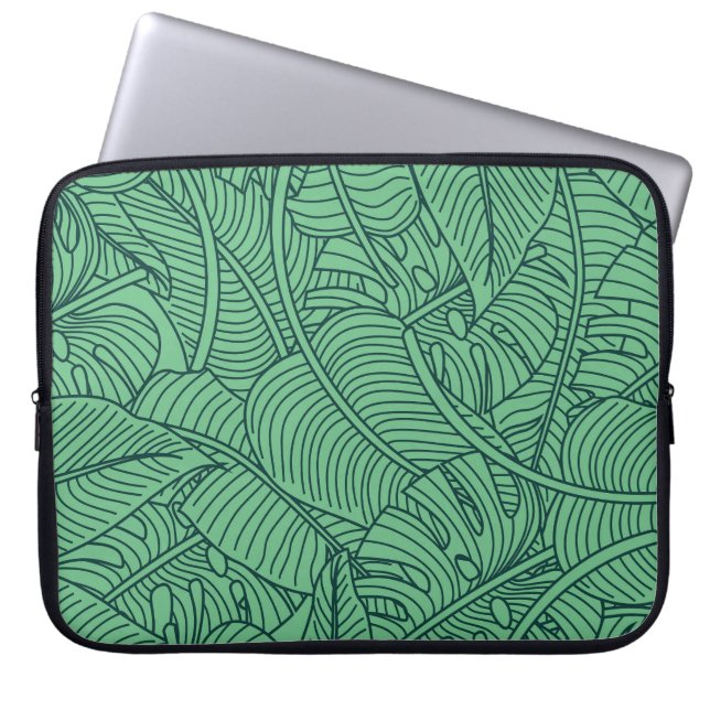 Tropical Leaves Floral Pattern Laptop Sleeve (Front)