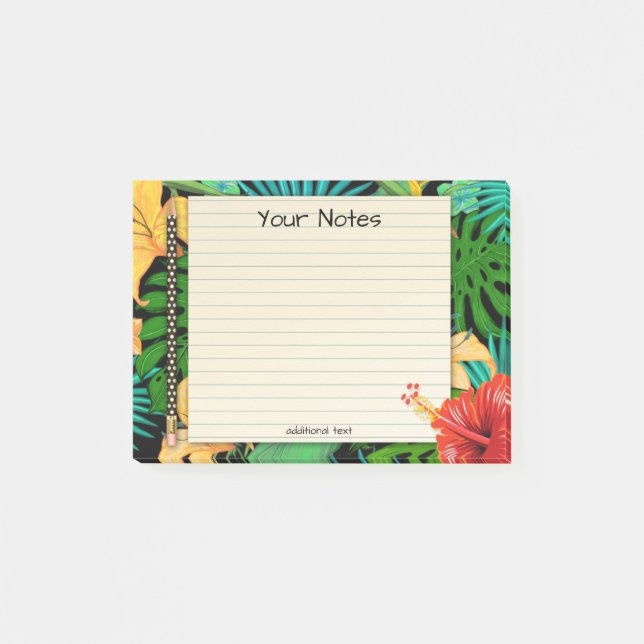 Tropical Leaves Floral Pencil Post It Notes (Front)