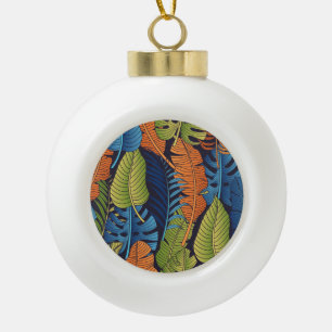 Tropical leaves, floral seamless pattern. ceramic ball christmas ornament