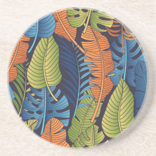 Tropical leaves, floral seamless pattern. coaster
