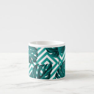 Tropical Leaves: Floral Seamless Pattern. Espresso Cup