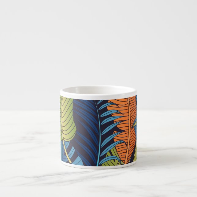 Tropical leaves, floral seamless pattern. espresso cup (Front)