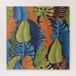 Tropical leaves, floral seamless pattern. jigsaw puzzle