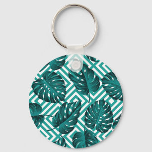Tropical Leaves: Floral Seamless Pattern. Key Ring