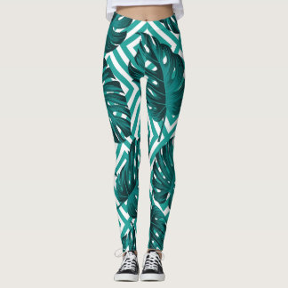 Tropical Leaves: Floral Seamless Pattern. Leggings
