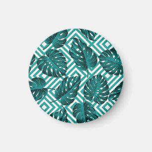 Tropical Leaves: Floral Seamless Pattern. Magnet