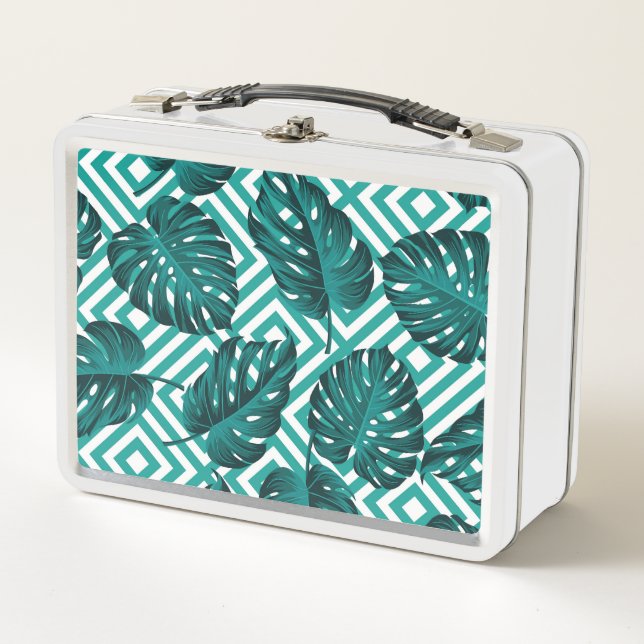 Tropical Leaves: Floral Seamless Pattern. Metal Lunch Box (Front)