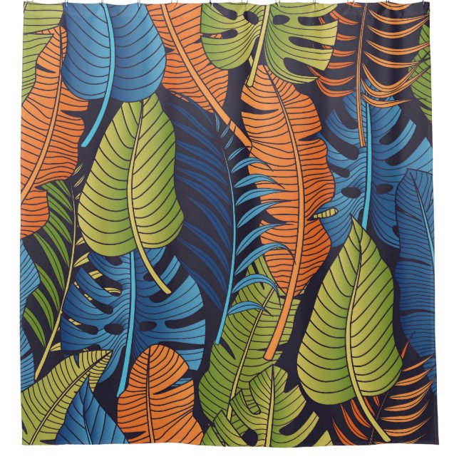 Tropical leaves, floral seamless pattern. shower curtain (Front)