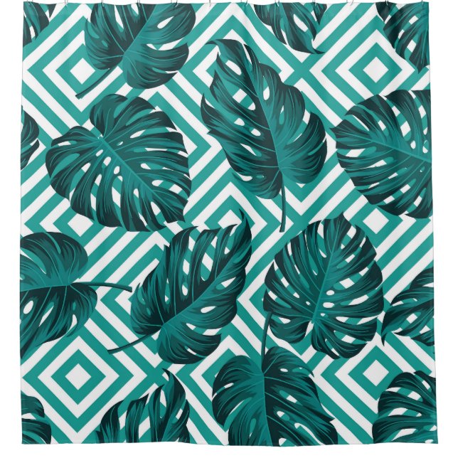 Tropical Leaves: Floral Seamless Pattern. Shower Curtain (Front)