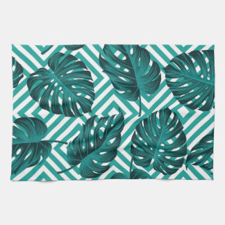 Tropical Leaves: Floral Seamless Pattern. Tea Towel